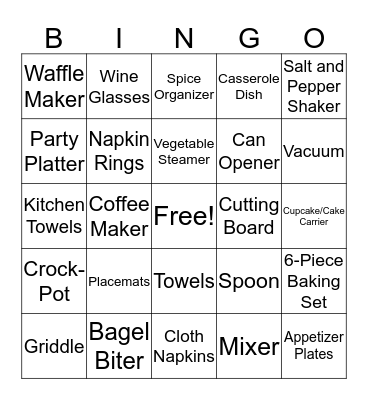 Bridal Bingo Card