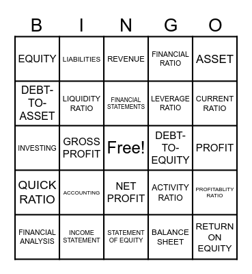 Money Matters, BINGO Counters Bingo Card