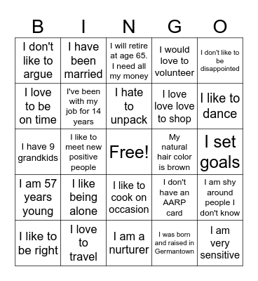 Kim's Birthday Bingo Card