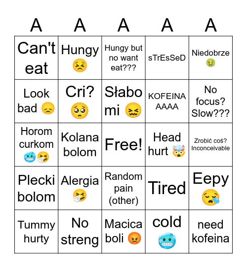 Ser feel bad bingo Card