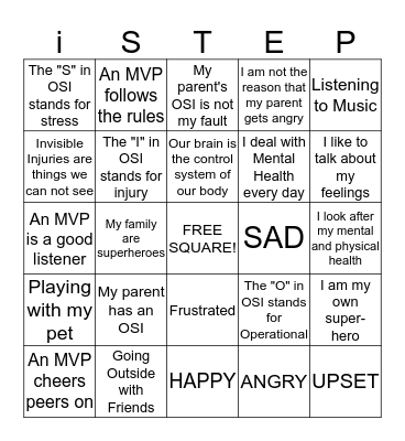 I AM MY OWN SUPERHERO BINGO Card