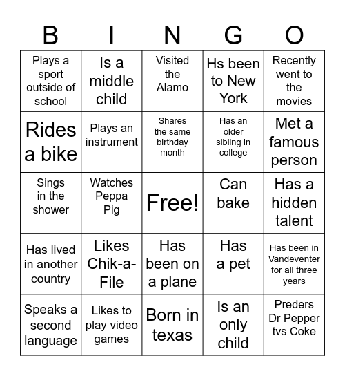 Someone Who Bingo Card