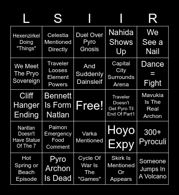 Welcome to Natlan Bingo Card