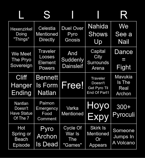 Welcome to Natlan Bingo Card