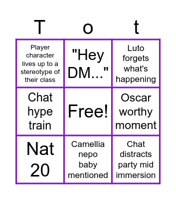 TotTV Bingo- Text Adventures Anniversary Edition! Bingo Card