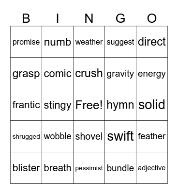 Spelling words week 1 module 1 Bingo Card