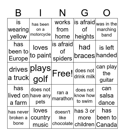 Untitled Bingo Card