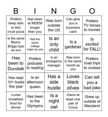 DRR Bingo Card