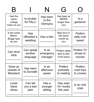 DRR Bingo Card