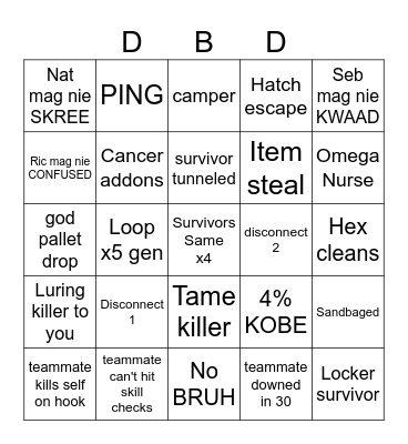 DBingoD Bingo Card