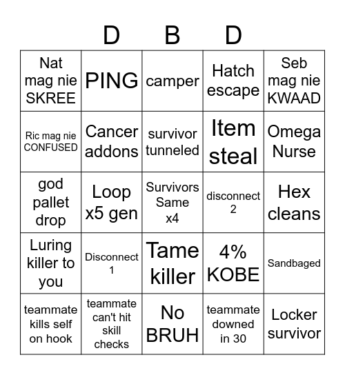 DBingoD Bingo Card