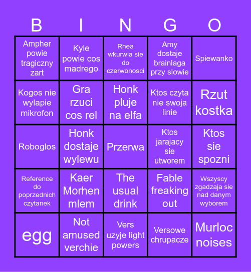 TT Bingo Card