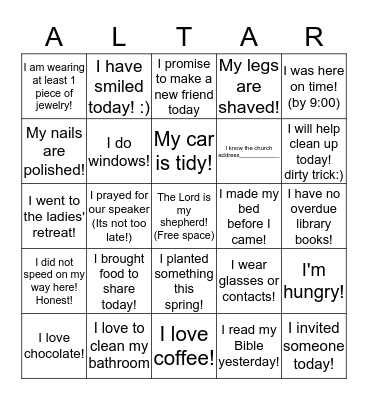 Brunch Bingo Card