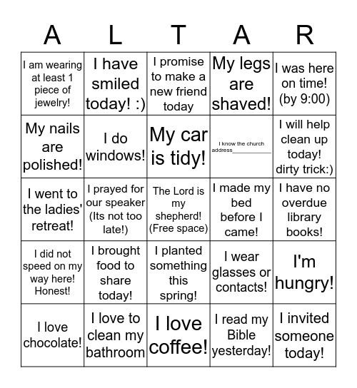 Brunch Bingo Card