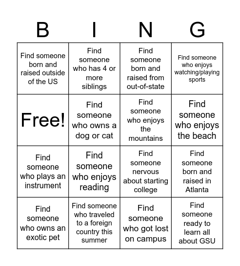 Untitled Bingo Card