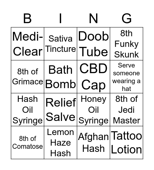 Canna Bingo Card