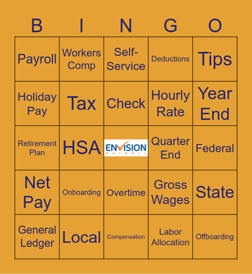 Payroll Bingo Card