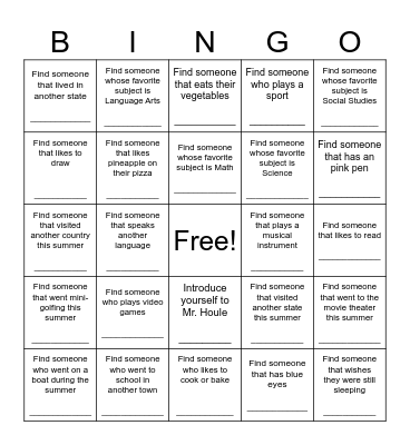 Ag. Sci. Getting to know YOU! Bingo Card
