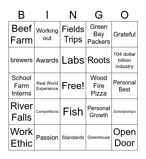 Pechacek Bingo Card