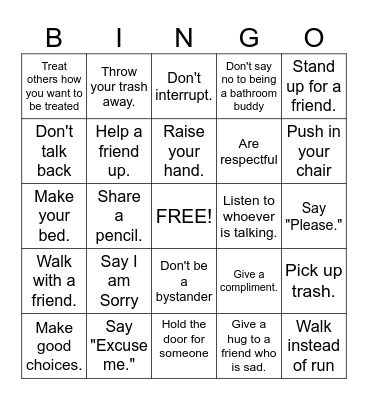 Kindness Bingo Card