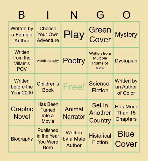 Book Bingo Card