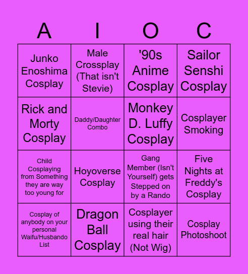 Anime Impulse Orange County Bingo Card