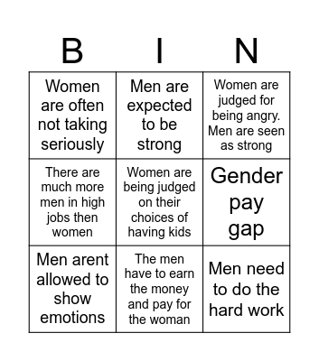 Patriarchy Bingo Card