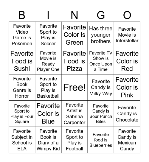 Wilson_5th Bingo Card