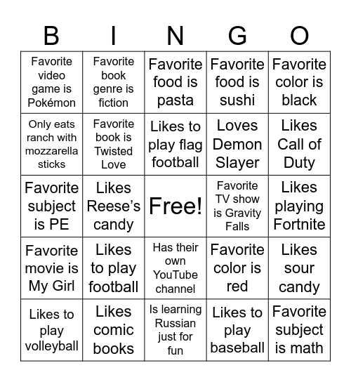 Wilson_3rd Bingo Card