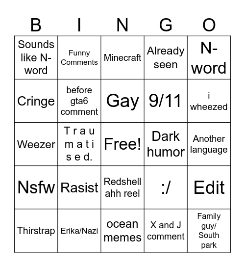 IG REEL BINGO Card