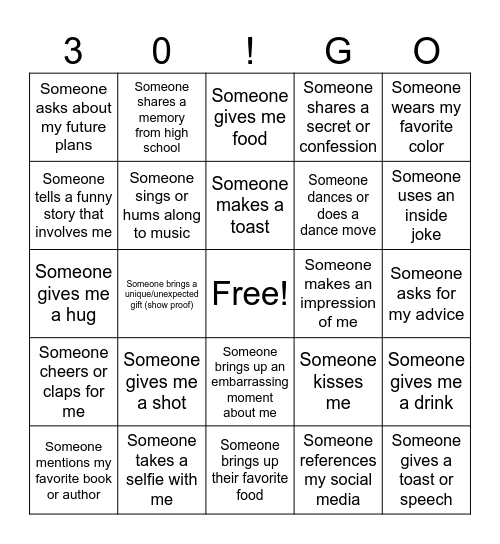 Birthday Girl Bingo Card