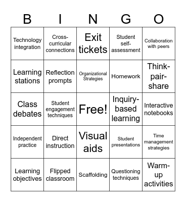 Lesson Plan Bingo Card