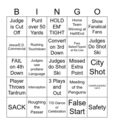 Football Bingo Yo! Bingo Card