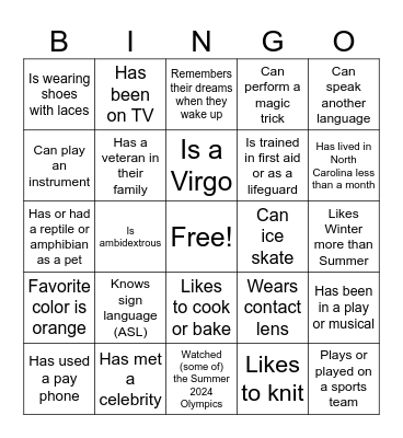 Learning Community Bingo Card