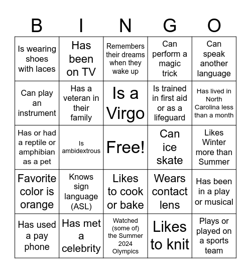 Learning Community Bingo Card