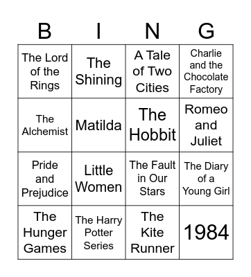 Literary Bingo Card