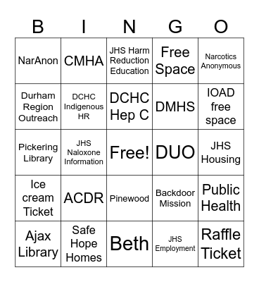 INTERNATIONAL OVERDOSE AWARENESS Bingo Card