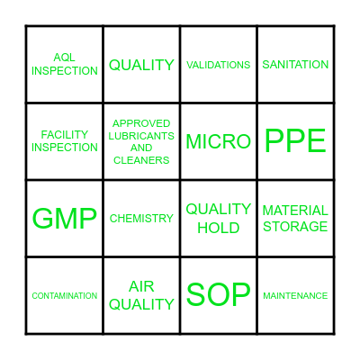 QUALITY BINGO Card