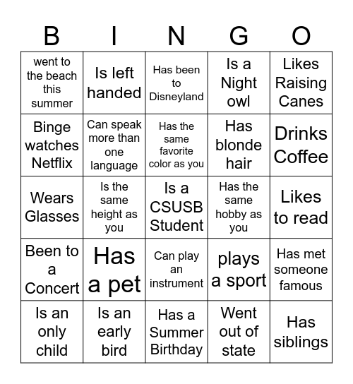 FIND SOMEONE WHO... Bingo Card