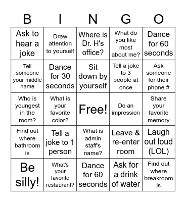 Party BINGO Card