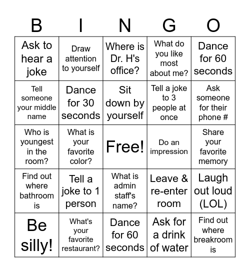 Party BINGO Card