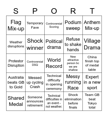 Para Slub Bingo Card