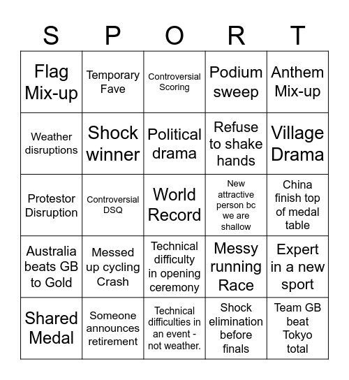 Para Slub Bingo Card