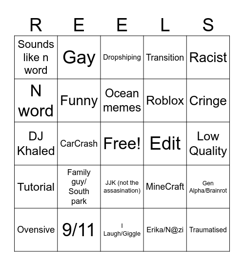 IG REELS 2 Bingo Card