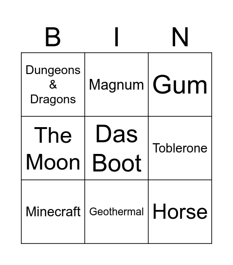 Infinite Craft Bingo Card
