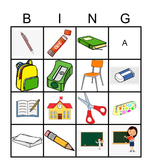 School Bingo Card