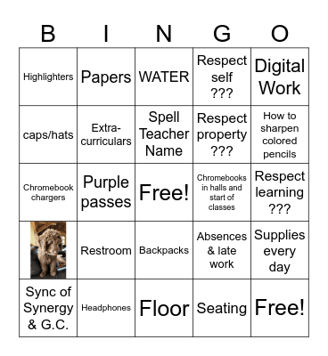 Syllabus Bingo! Bingo Card