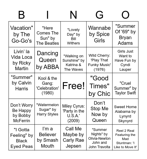 Headway Summer Party Bingo Card