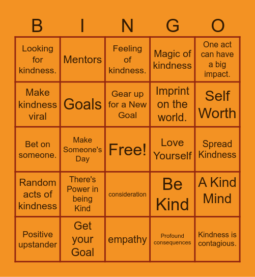 World Kindness Day! Bingo Card