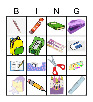 School Bingo Card